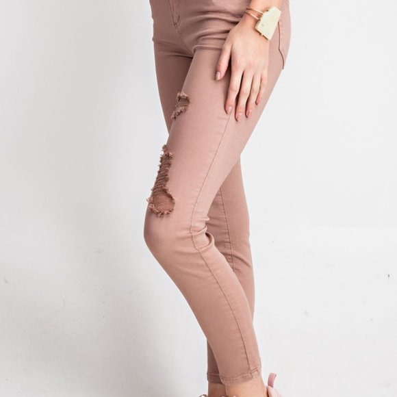 Red bean distressed skinny pants - Picture 3 of 4